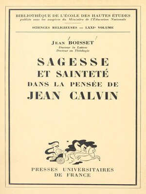 cover image of Sagesse et sainteté dans la pensée de Jean Calvin